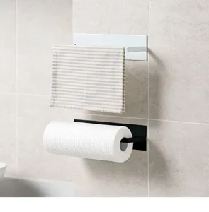 Wall-mounted iron paper towel holder kitchen rag and roll paper storage rack detail