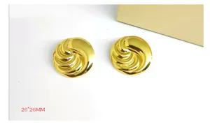 Pendientes de tuerca de metal con cúpula retorcida dorada, estilo vintage para mujer.