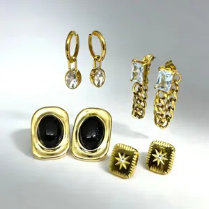 18K Vergoldet Edelstahl Creolen Ohrstecker Strass Geometrisch Sternenburst Sonnenblume Ohrringe Für Damen Modischer Luxus Schmuck Geschenk
