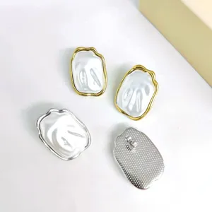 Chic irregular pearl earrings set, stainless steel gold silver plated trendy jewelry items.
