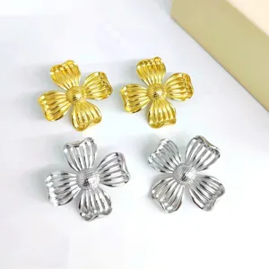 French chic multi-color flower metal earrings elegant fashion jewelry set for women
