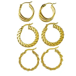 Gold twist hoop earrings set multi style chunky braided earrings for women fashion jewelry