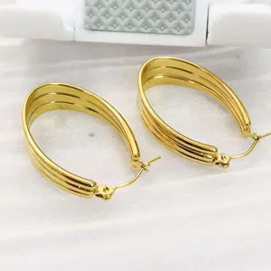 18K Gold Stainless Steel Wide U Hoop Earrings Trendy Fashion Jewelry for Women Daily Wear