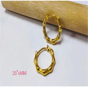 Boucles d'oreilles créoles en bambou or 18K boucles d'oreilles clip mode femme