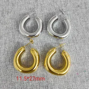 Stainless steel chunky hoop earrings set gold and silver minimalist geometric ear studs