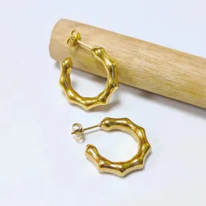 Stainless steel 18k gold plated bone shaped crescent hoop earrings for women fashion