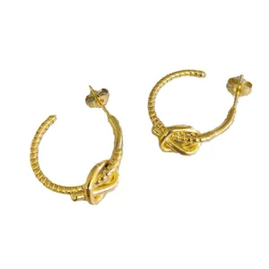 Gold plated stainless steel twisted knot hoop earrings for women fashion jewelry