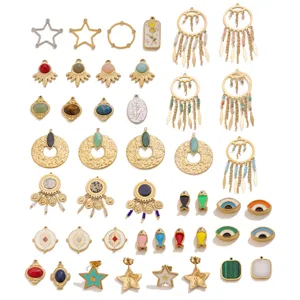 Stainless steel vintage multi-shape DIY pendant detail, jewelry making accessories.