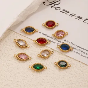 Connettori doppi in acciaio inossidabile marquise e ovale in cristallo per gioielli DIY.