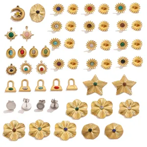 Acier inoxydable vintage pierre précieuse DIY breloques pendentif boucles d'oreilles détail