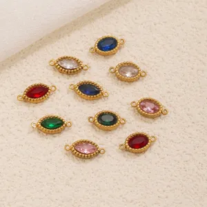 Connettori in cristallo marquise in acciaio inossidabile, ciondoli colorati per gioielli fai da te.