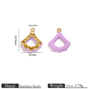 Colgante ola esmalte morado de acero inoxidable accesorio de joyería DIY vista detallada