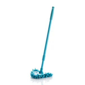 Compact blue triangular mop with retractable handle for versatile household ceiling wall cleaning.