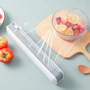 Huishoudelijke Kunststof Vershoudfoliesnijder Keuken Voedselverpakking Dispenser Met Schuifsnijder En Zuignappen Magnetisch Opslaghulpmiddel