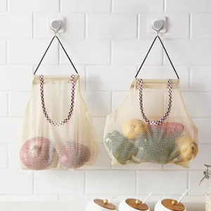 Küche Hängende Netz Aufbewahrungstasche Frucht Gemüse Organizer Atmungsaktiver Halter Für Knoblauch Ingwer Zwiebel