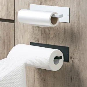 Iron kitchen punch-free paper towel holder, wall-mounted roll paper and cling film storage rack.