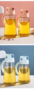 Glas Oelflasche Spenderer fuer Kueche, automatischer Klappdeckel auslaufsicher Essig Behaelter.