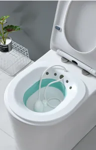Collapsible sitz bath basin for toilet, portable postpartum and hemorrhoid care tool.