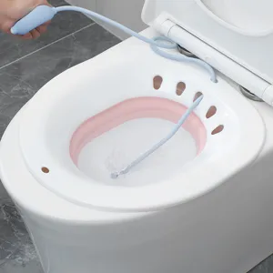 Collapsible Sitz Bath Tub For Women Postpartum Care Portable Plastic Toilet Basin With Flusher Soak Tub For Pregnant Women