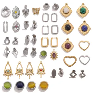 Colgantes surtidos de joyería DIY de acero inoxidable dijes de piedra al por mayor lote