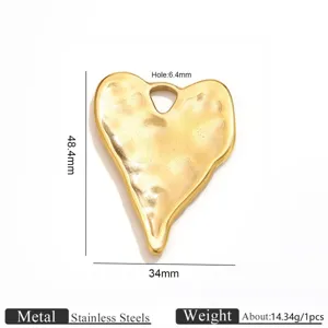 Vintage hammered stainless steel heart pendant DIY jewelry crafting accessories 1pcs