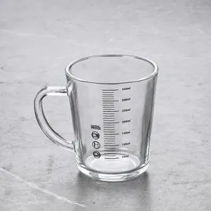 Clear Glass Milk Cup With Handle Scale Microwave Safe Transparent Drinking Mug For Kids Women Home Office Kitchen
