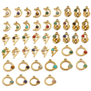 Stainless steel natural stone charms multi shape geometric pendant DIY jewelry accessories wholesale