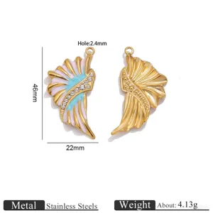 Edelstahl Vintage Öltropfen Flügel Anhänger DIY Schmuck Accessoires für Halskette