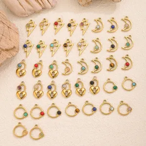 Stainless steel natural stone charms pendant wholesale variety shapes jewelry DIY accessories