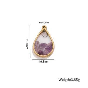 Pendentif en pierre de cristal naturel en forme de goutte d'eau pour bijoux de collier.