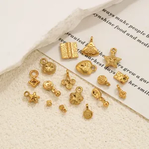 Set de mini dijes de acero inoxidable, colgantes geométricos de estrella corazón para joyas DIY.