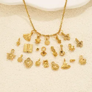 Juego de mini colgantes vintage de acero inoxidable, joyas DIY corazón estrella geométrico.
