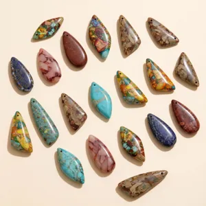 Pendentifs croissant jaspe impérial naturel coloré accessoires fabrication bijoux DIY.