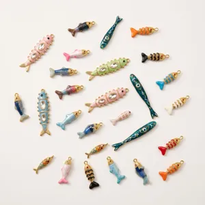 Bunte Emaillierte Fisch Anhänger DIY Schmuck Zubehör für Handgemachte Armbänder Halsketten Basteln