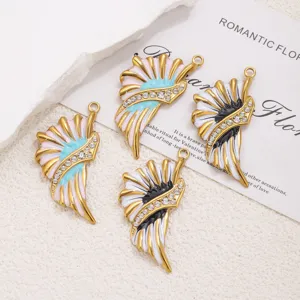 Edelstahl Retro Öltropfen Flügel Anhänger DIY Schmuck Mode Halskette Zubehör Großhandel