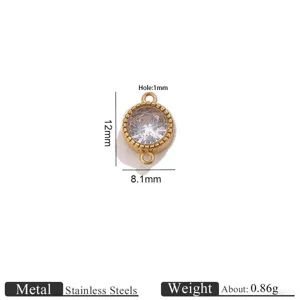 Stainless steel round crystal pendant double loop connector DIY jewelry part 12mm