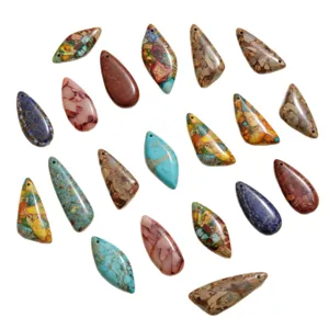 Pendentif Virgule en Jaspe Impérial Naturel Pierre Colorée DIY Collier Accessoires Bijoux Lot