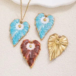 Edelstahl Retro Öltropfen Herz Anhänger DIY Halskette Mode Schmuck Zubehör Großhandel.