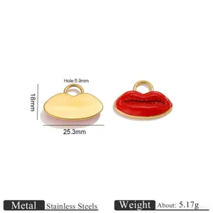 Colgante de labios de esmalte rojo de acero inoxidable collar hecho a mano joya accesorio