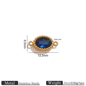Connettore per gioielli in acciaio inossidabile pietra blu marquis, accessorio DIY