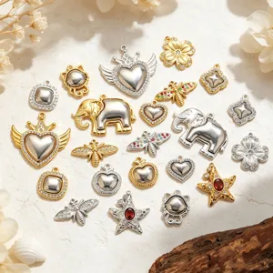 Titanium steel crystal heart elephant bee charms DIY handmade jewelry detail view