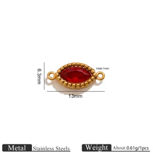 Connettore a doppio anello in strass marquise in acciaio inossidabile per gioielli fai da te