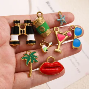 Colgantes vacaciones esmalte acero inoxidable bricolaje pulsera collar joyas accesorios