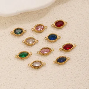 Connettori doppi strass marquise in acciaio inossidabile vintage castone componenti per gioielli DIY