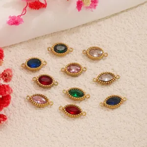 Connettori in Acciaio Inossidabile a Forma di Navette Ovale con Strass Maglie Vintage con Castone Ciondoli a Doppio Foro per Fai da Te Collana Bracciale Gioielli Donna