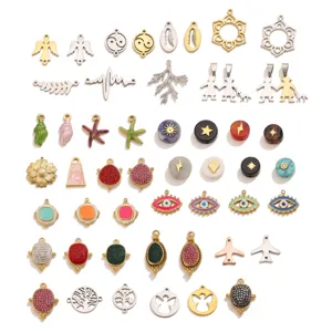 Edelstahl gemischt Geometrie DIY Schmuckanhaenger Charms Set fuer handgemachte Halsketten Armbaender