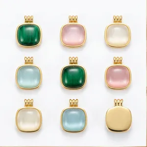 Roestvrijstalen vierkante kattenoogsteen hanger DIY ketting sieraden accessoires groothandel