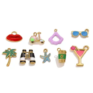 Juego de dijes de vacaciones de esmalte de acero inoxidable para collares pulseras DIY.