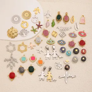 Edelstahl gemischte DIY Anhänger Charms Set, verschiedene geometrische Formen für Schmuck.