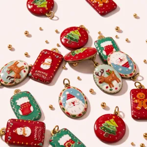 Breloques en résine de Noël pendentifs mignons bonhomme de neige père Noël bijoux DIY